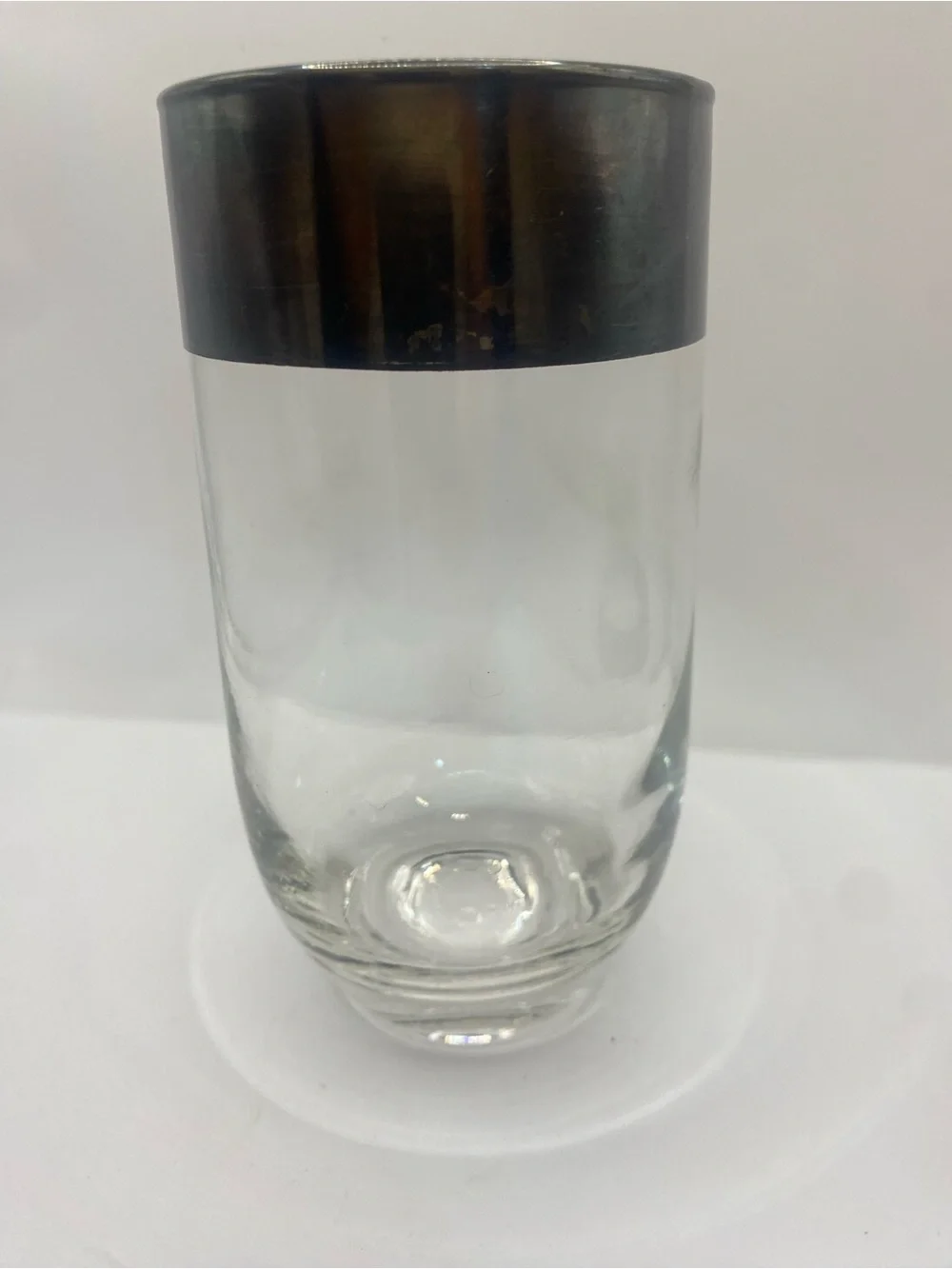Vintage Dorothy Thorpe Silver Crystal Cocktail Pitcher & Roly Poly Glass